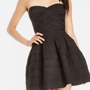Express Mini Sweetheart Fit and Flare Textured Dress